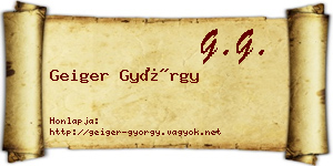 Geiger György névjegykártya
