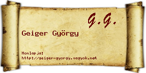 Geiger György névjegykártya